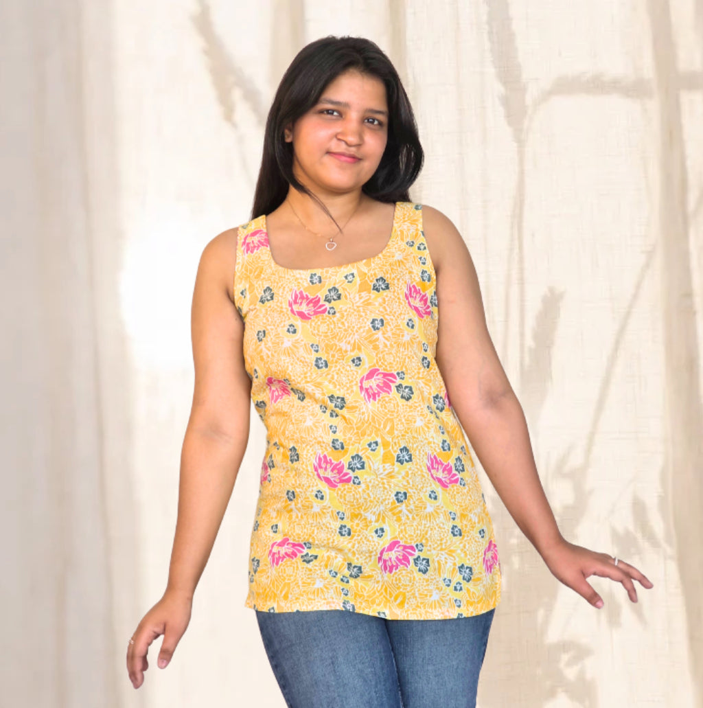 Surajmukhi – Summer Bloom Sleeveless Kurti