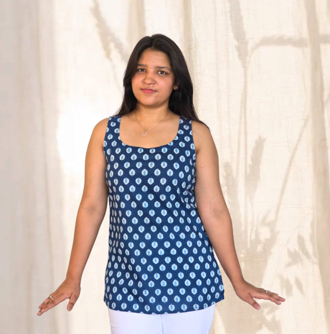 Indigo Ikat Sleeveless Kurti